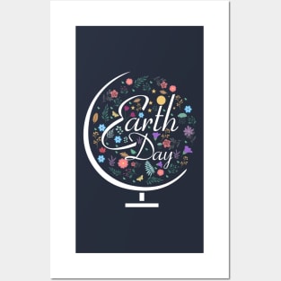 Earth day colorful floral  globe sketch Posters and Art